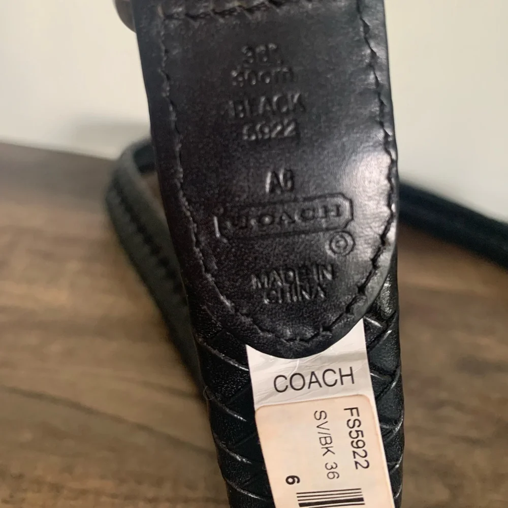 Vintage Coach 5922 Black Leather Belt Men’s 36 Braided Silver Buckle - Picture 5 of 5